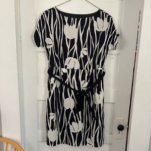 Attention Black and White Tulip Midi Dress